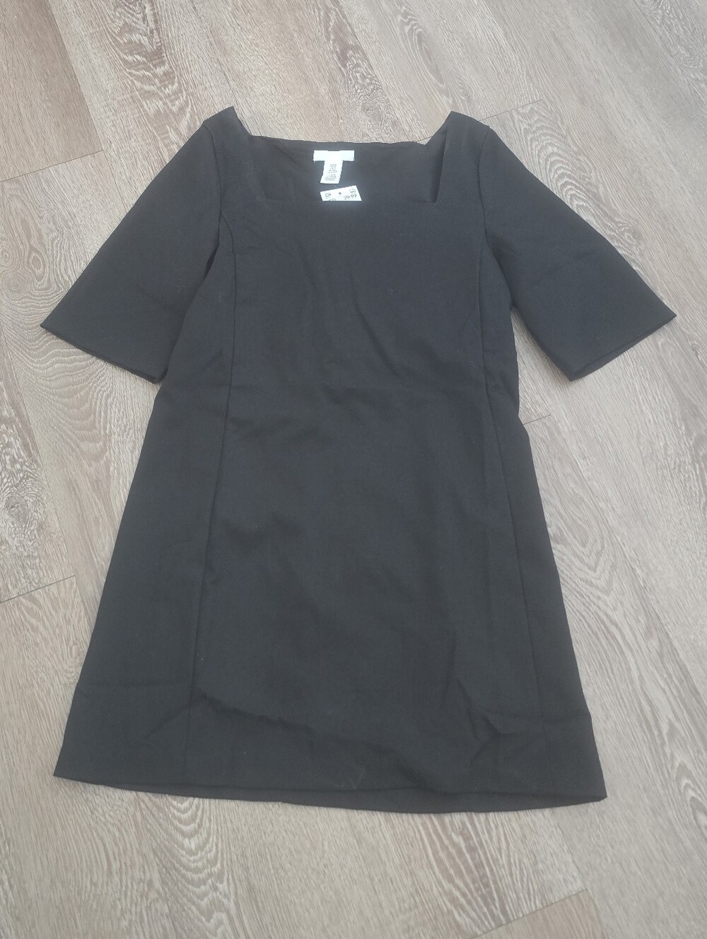 H&M Black Square Neck Short Sleeve Shift Dress NWT